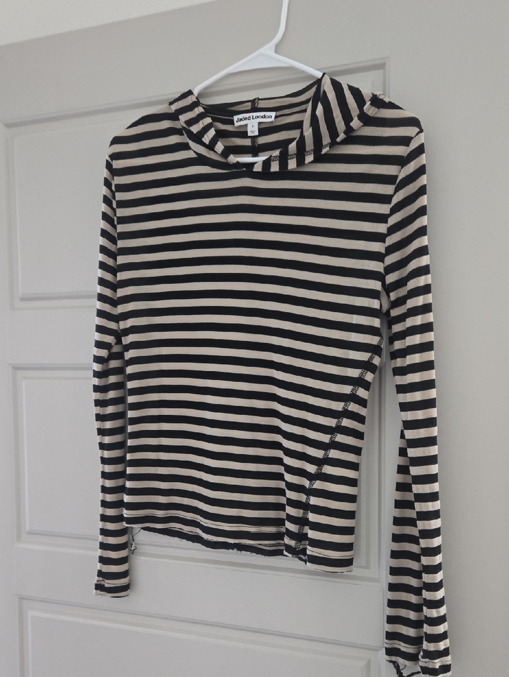 Jaded London Black & Cream Striped Long Sleeve Top